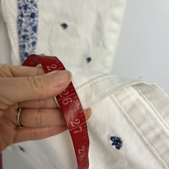 Ralph Lauren Nautical Girls White Pants Belted Blue Embroidery Boot Leg Sz 12 - Picture 10 of 13